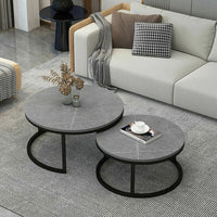 Couchtisch 2er Set Rund 80cm Keramik Beistelltisch Satztisch Tisch