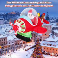220cm Aufblasbarer Weihnachtsmann Flugzeug LED Weihnachtsdeko Dekoration