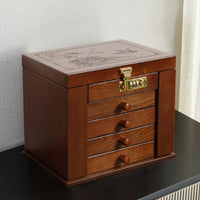 Schmuckschrank Holzkasten Schmuckkasten Zahlenschloss Spiegel Schmuck