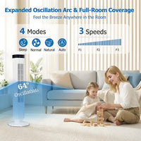 Turmventilator Fernbedienung 60W Touch Timer Oszillierend 90cm Weiss