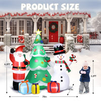 Aufblasbarer Weihnachtsbaum 190cm Weihnachtsmann Schneemann LED Deko