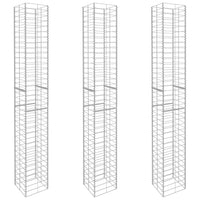 3x Gabionenkorb Verzinkter Stahl 197cm Steinkorb Gabionen Säule Wand
