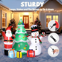 Aufblasbarer Weihnachtsbaum 190cm Weihnachtsmann Schneemann LED Deko