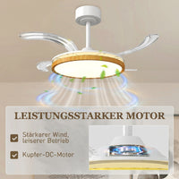 Deckenventilator LED Beleuchtung einziehbare Flügel Ventilator Lampe