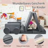 Kindersofa 10-teilig Schaumstoff Bausteine modular Spielsofa 120x60x50cm