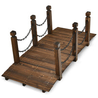 Holzbrücke Teichbrücke Gartenbrücke Geländer 150x67x55cm Wetterfest