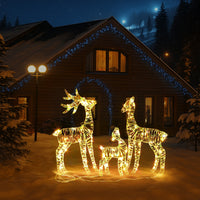 3tlg Rentierfamilie LED Weihnachtsdeko Beleuchtet Rentiere Dekoration