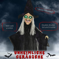 Halloween Hexe Dekoration Bewegungssensor Sound LED Lichter Figur