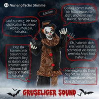 153cm Animatronic Halloween Horror Clown Gruselfigur Deko Sound Licht Effekte