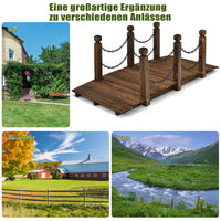 Holzbrücke Teichbrücke Gartenbrücke Geländer 150x67x55cm Wetterfest