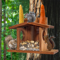 Eichhörnchen Futterhaus Holz Wetterfest Futterstation Nussspender