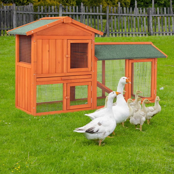 Kleintierstall 2 Ebenen Holz Freilaufgehege Kaninchen Hasen Hühner XXL