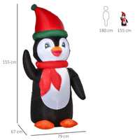 Aufblasbarer Weihnachtspinguin 155cm LED Beleuchtung Selbstaufblasend