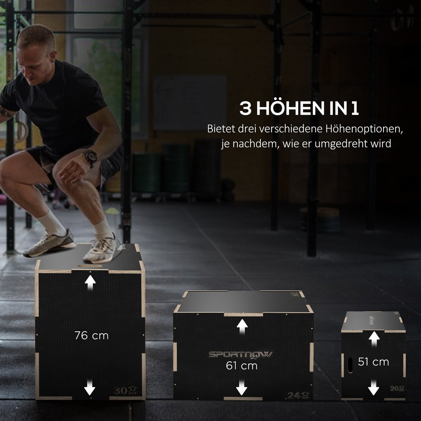 3in1 Plyo Box Sprungbox Holz Plyometric Box Jump Training Crossfit
