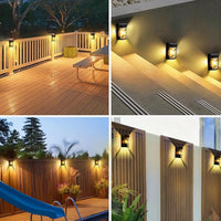 4x LED Solarleuchten Außen Wandlampe Gartenlampe Beleuchtung