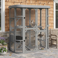 Katzengehege Outdoor Begehbar Holzhaus Katzenhaus 156x94x180cm Haustiere