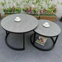 Couchtisch 2er Set Rund 80cm Keramik Beistelltisch Satztisch Tisch