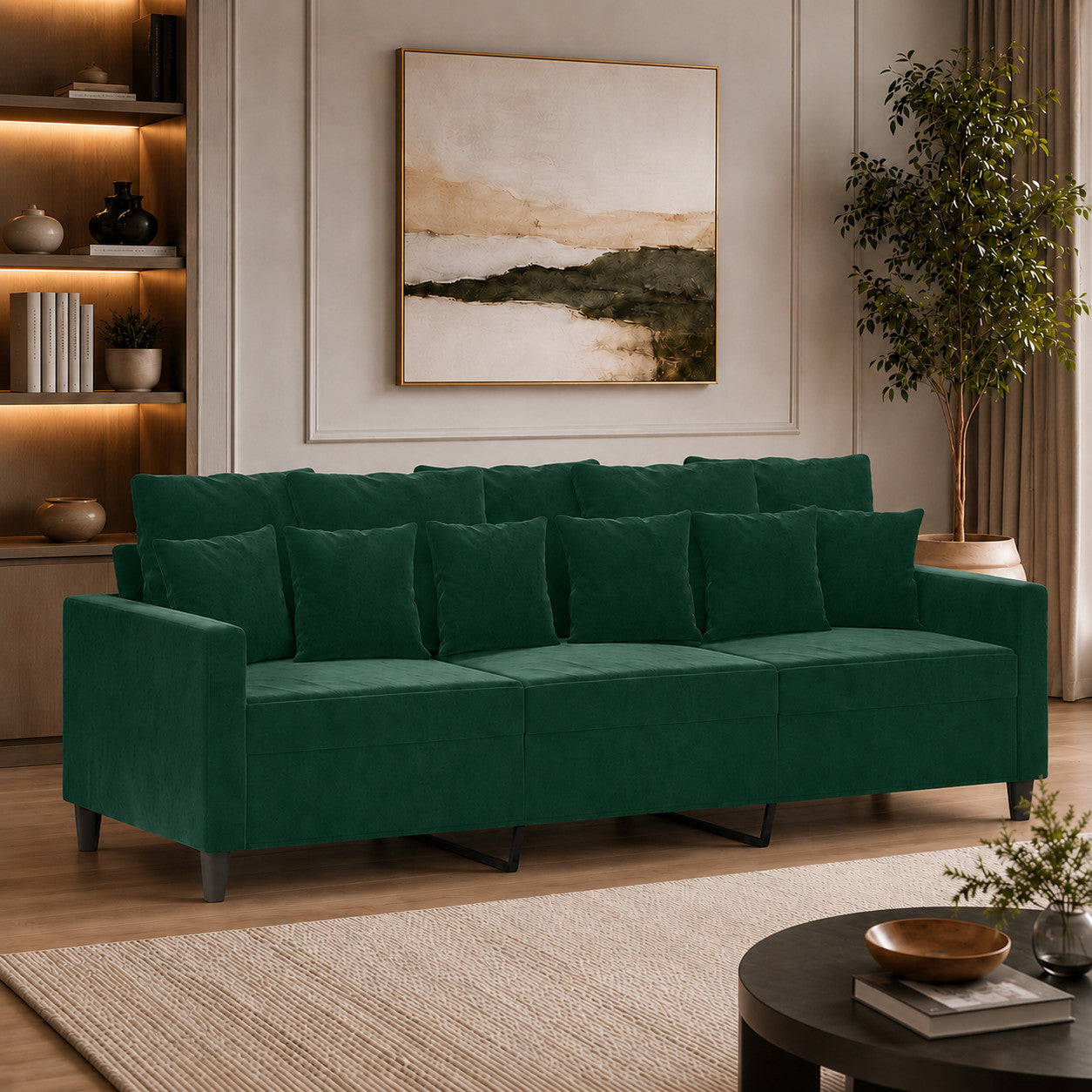 3-Sitzer Sofa Samt Polstersofa Couch Wohnzimmer 198x77x80cm