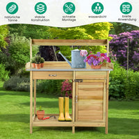 Pflanztisch Gärtnertisch Tannenholz 112x46x125cm Gartenschrank Blumentisch