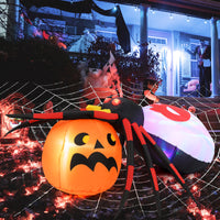 Aufblasbare Halloween Spinne Kürbis Dekoration LED Discolicht 180cm