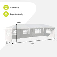 Pavillon 3x9m Partyzelt Gartenzelt 5 abnehmbare Seitenwände Stahl