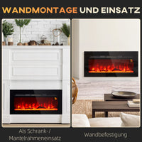 Elektrokamin 1800W Wandmontage Fernbedienung Timer Flammeneffekt 91cm