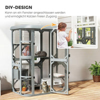 Katzengehege Outdoor Begehbar Holzhaus Katzenhaus 156x94x180cm Haustiere