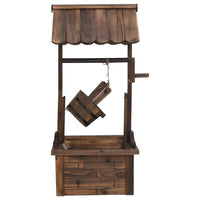Wunschbrunnen Wasserbrunnen Gartenbrunnen Holz Pumpe Tannenholz 112cm