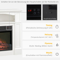 Elektrokamin 3D LED-Flammeneffekt Heizung 1800W 30m² Fernbedienung