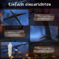Sensenmann Halloween Deko 183cm Gruselfigur LED Augen Animatronic