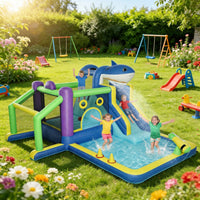 Hüpfburg 8in1 Aufblasbar Wasserpark Planschbecken Outdoor Spielgeräte