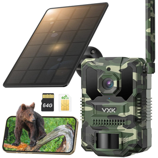 4G LTE Wildkamera Handyübertragung APP 27K Solar SIM Karte 64GB Nachtsicht