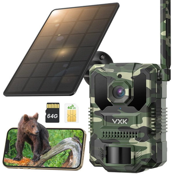4G LTE Wildkamera Handyübertragung APP 27K Solar SIM Karte 64GB Nachtsicht