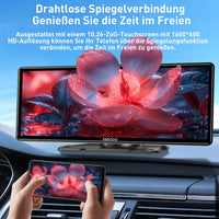 1026 Zoll 4K Wireless Carplay Android Auto Display Dashcam GPS Touchscreen