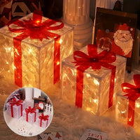 LED Geschenkboxen 3er Set Beleuchtete Dekoboxen Batteriebetrieben