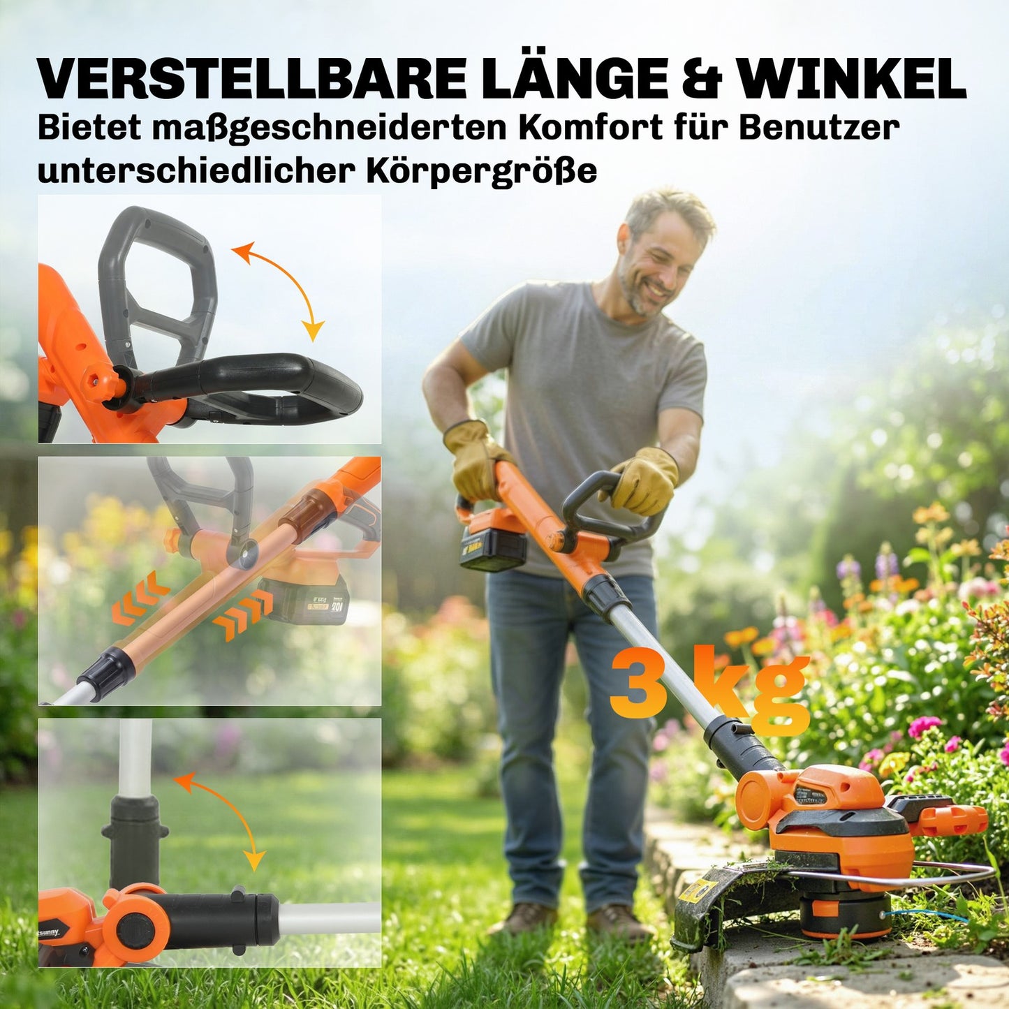 Akku Rasentrimmer 21V 150W Freischneider 2x4.0Ah Akkus Ladegerät Teleskop