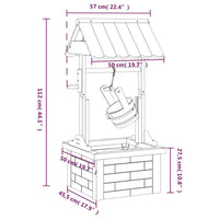 Wunschbrunnen Wasserbrunnen Gartenbrunnen Holz Pumpe Tannenholz 112cm