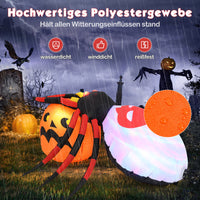 Aufblasbare Halloween Spinne Kürbis Dekoration LED Discolicht 180cm