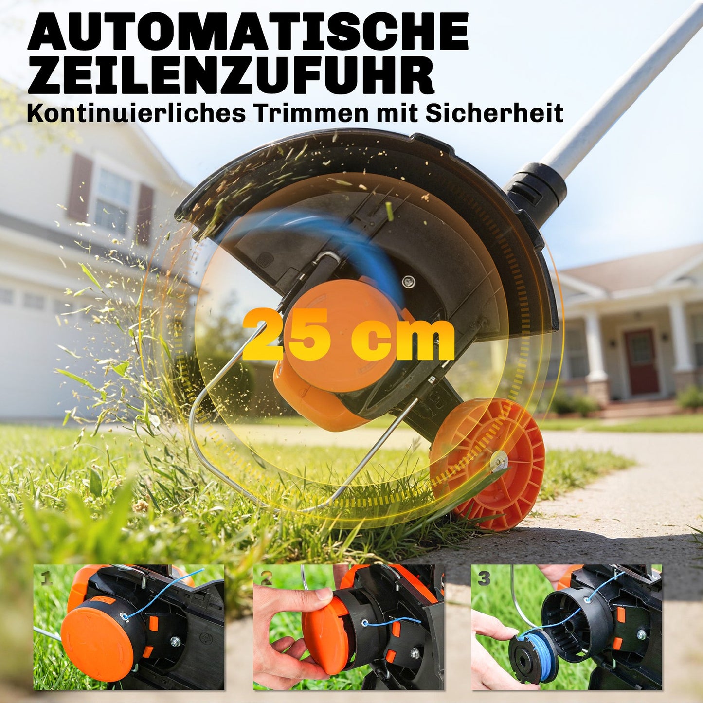 Akku Rasentrimmer 21V 150W Freischneider 2x4.0Ah Akkus Ladegerät Teleskop