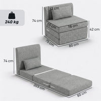 Bodensessel Klappbar Schlafsofa Einzelbett Sofa 80x75x74cm