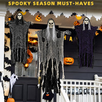 Halloween Skelett Geist 3er Set Geister Deko Gruselig Dekoration