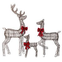 3tlg LED Rattan Rentier Familie Weihnachtsdeko Dekoration