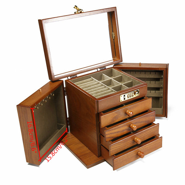 Schmuckschrank Holzkasten Schmuckkasten Zahlenschloss Spiegel Schmuck
