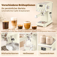 Siebträgermaschine Espressomaschine Milchaufschäumer 1350W Kaffeemaschine
