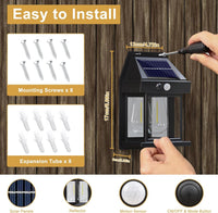 2x LED Solarlampen Außen Bewegungsmelder Wandleuchten Garten IP65