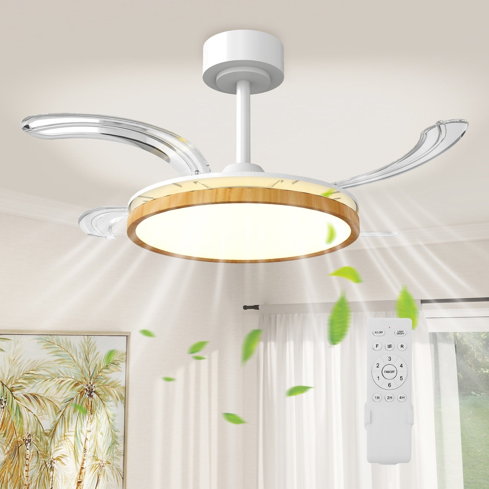 Deckenventilator LED Beleuchtung einziehbare Flügel Ventilator Lampe