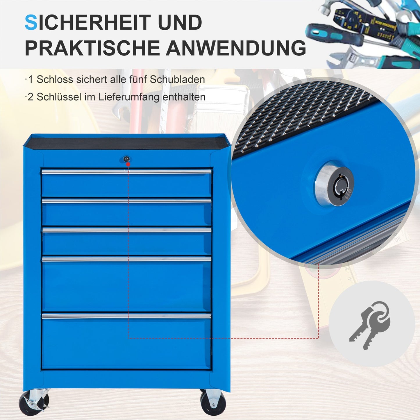 Werkstattwagen Bewegbar Stahl 61x33x82cm Wagen Werkstatt
