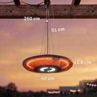 Infrarot Heizstrahler Decke 2000W Carbonfaser LED Licht Fernbedienung