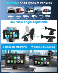 Rückfahrkamera Wireless Carplay 7 Zoll Tragbar Monitor Bluetooth Touch