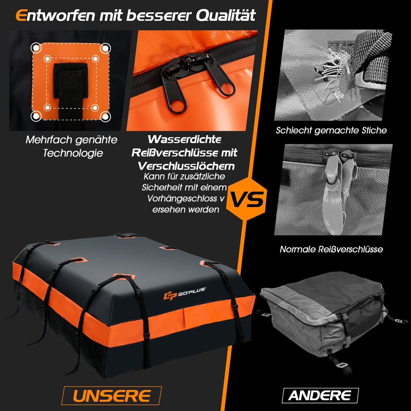 600 L Dachbox Dachkoffer Faltbar Aufbewahrungsbox Dachtasche 132x100x43 cm